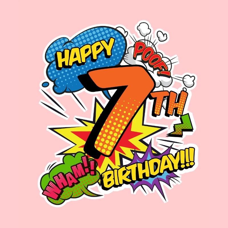 7. Geburtstag Junge Comic-Stil Superhelden