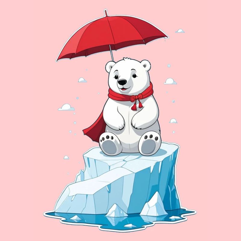 Eisbär, Eis & Sonnenschirm