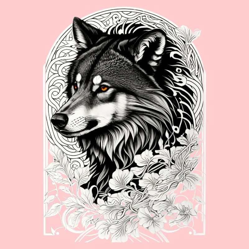 Wolf mit Blumen