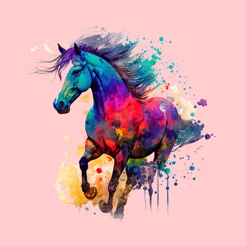 Idée passion chevaux cavalière aquarelle splash