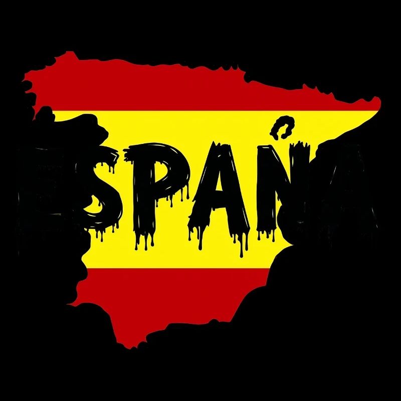 España-Karte mit tropfendem Textdesign
