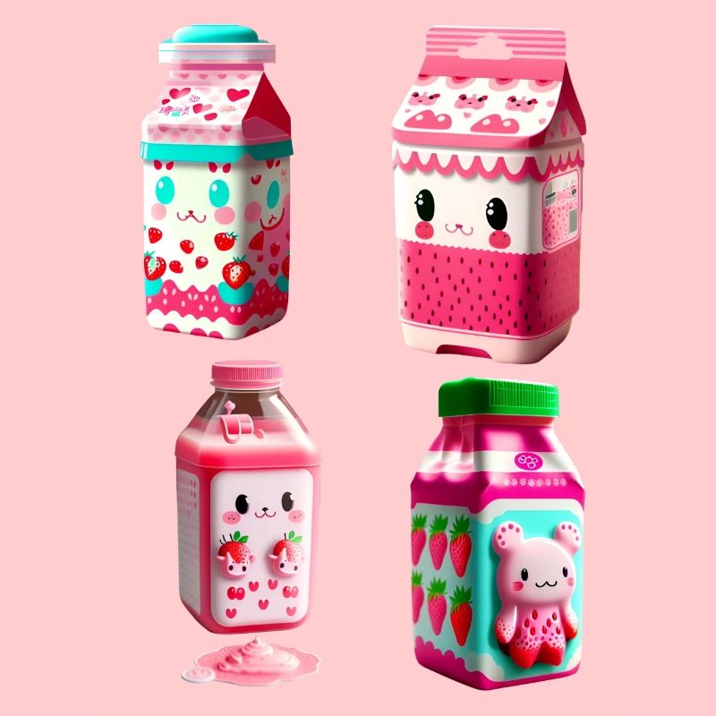 Kawaii Erdbeermilch Karton - lecker!