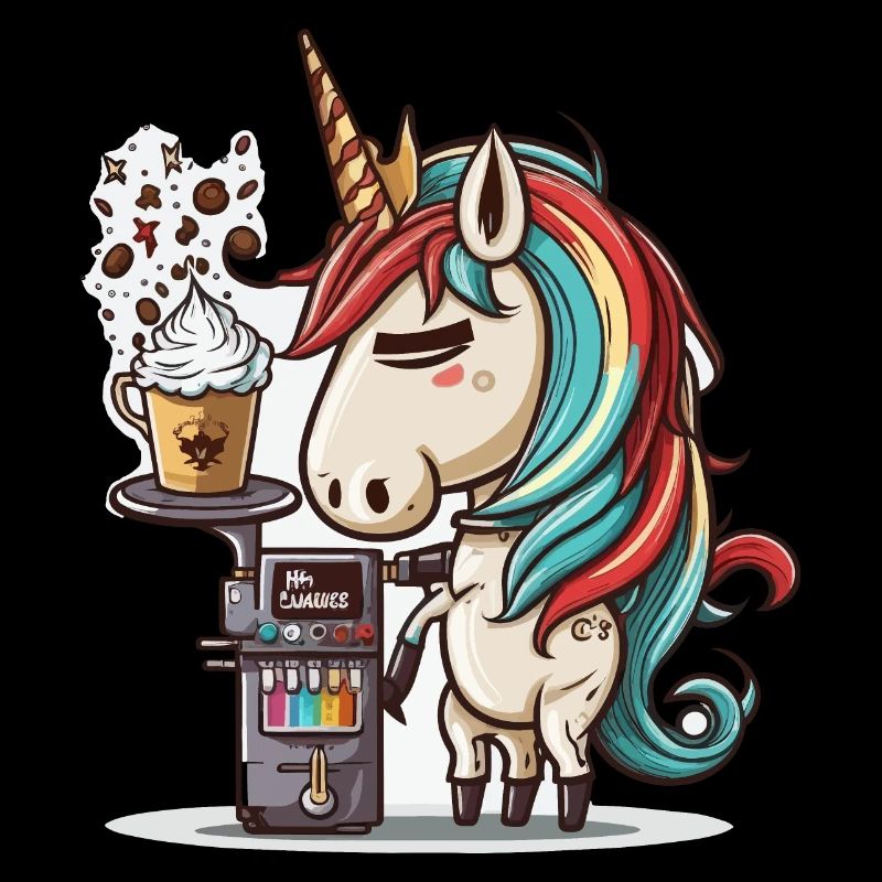 Einhorn bei der Kaffeezubereitung