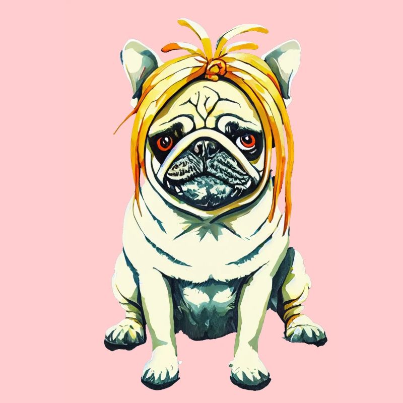 Mops mit Perücke #PugLife