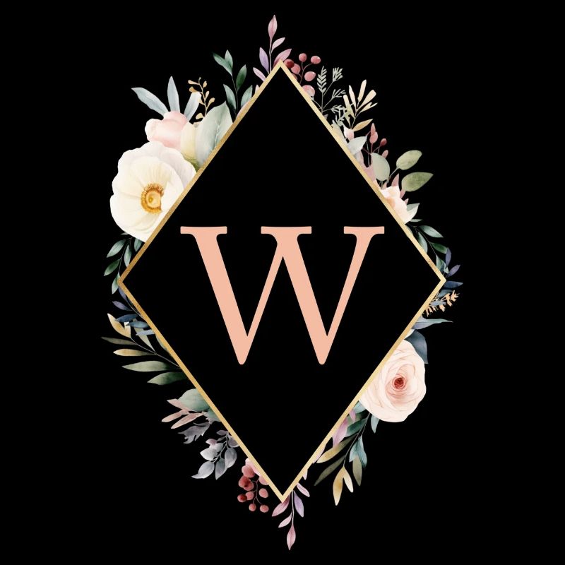 W Monogramm , Floral, Boho