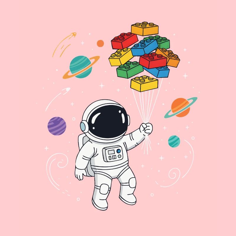 Astronaut Building Blocks Space Brick Builder