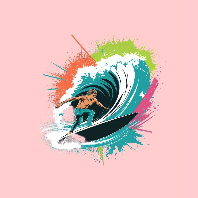 Bunter Surfer Wasserfarben Spritzer Graffiti