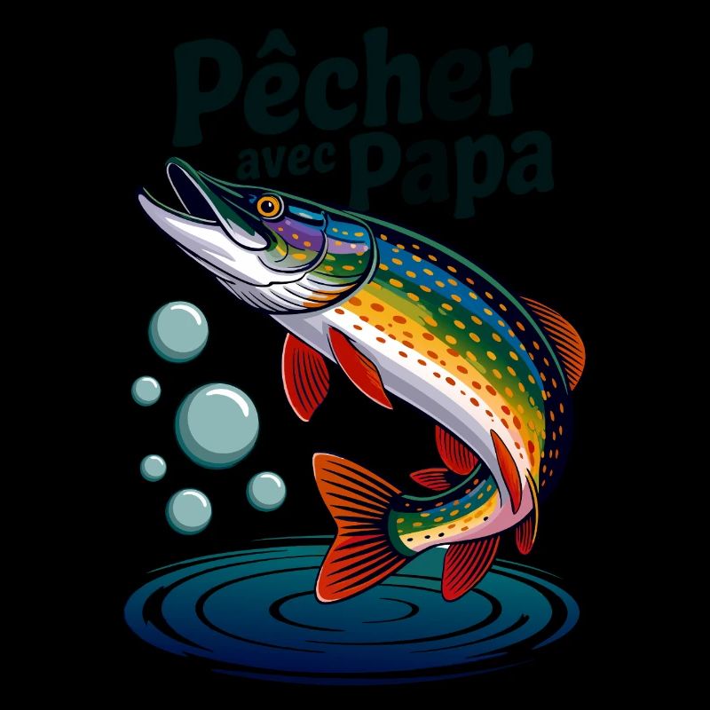 Pêcher avec papa, c'est le top. Brochet bondissant
