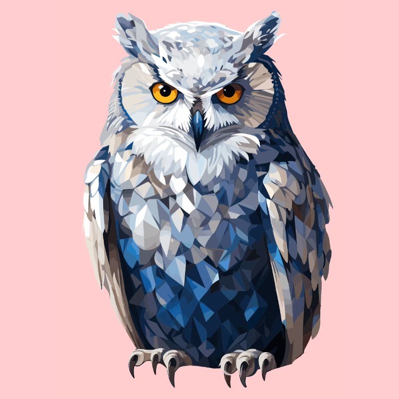 Schnee - Eule im Polygon Stil