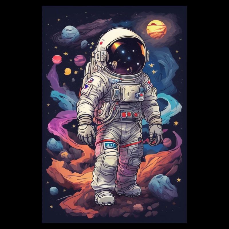 retro illustrations austronaut space