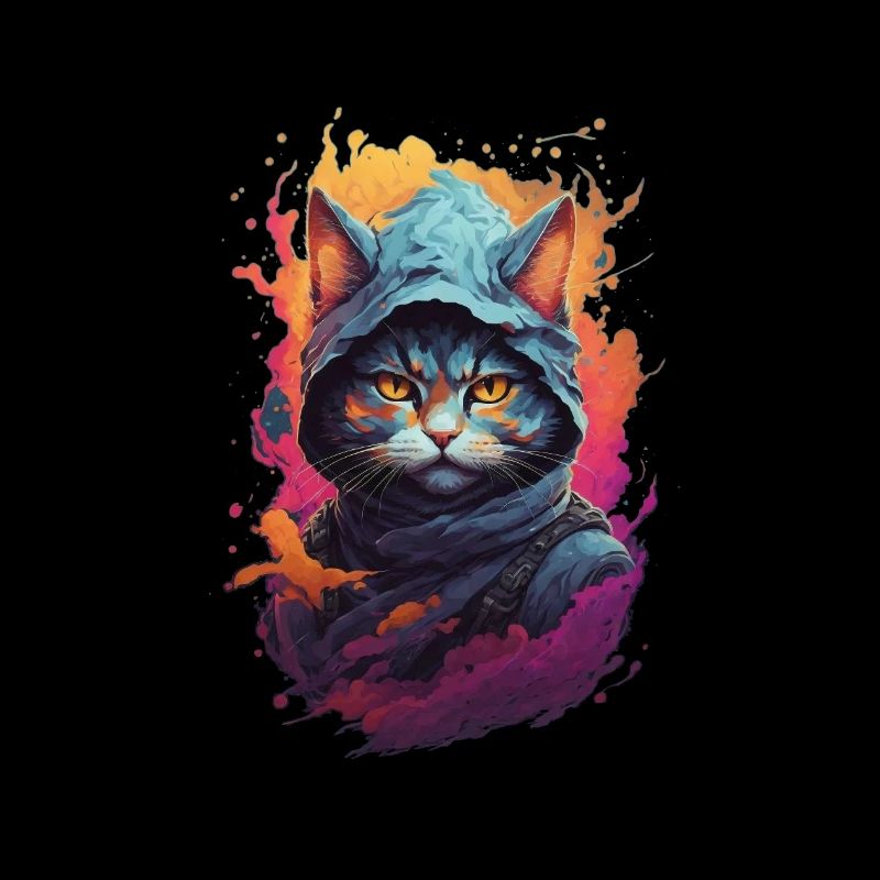 Feuriger Katzenkrieger: Detaillierte Ninja-Katze