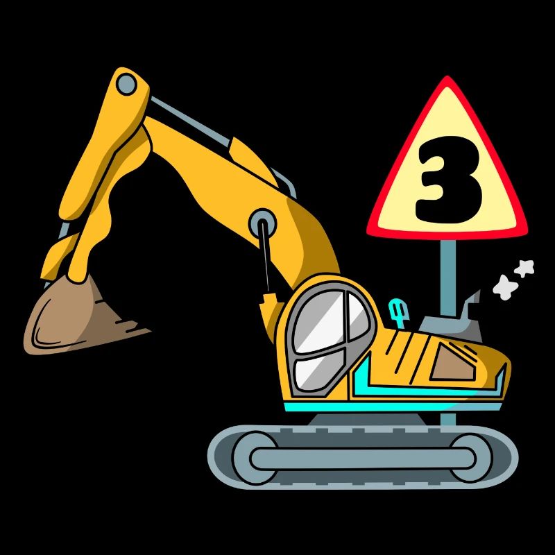 Geburtstag 3 Jahre Bagger Baustelle
