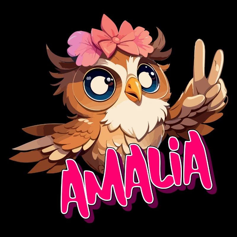 AMALIA - Schöner Mädchen Name mit süßer EULE