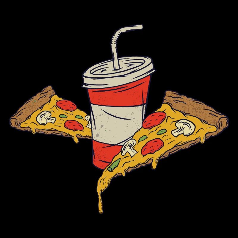 Pizza mit Getränk