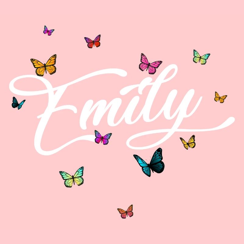 EMILY - Mädchen Name mit bunten Schmetterlingen