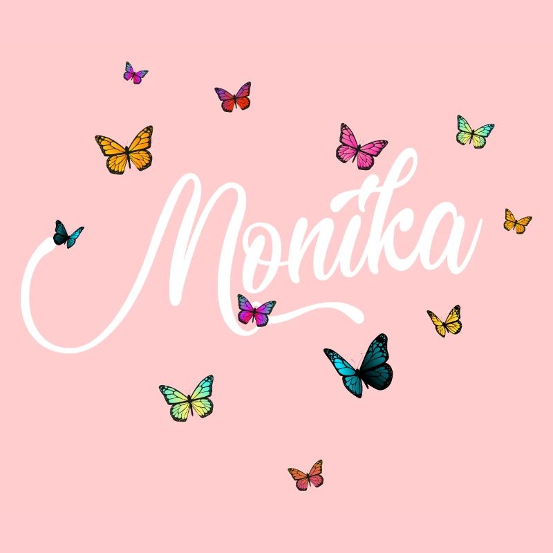MONIKA - Mädchen Name mit bunten Schmetterlingen