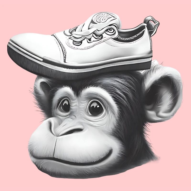 Affe mit Schuh-Hut