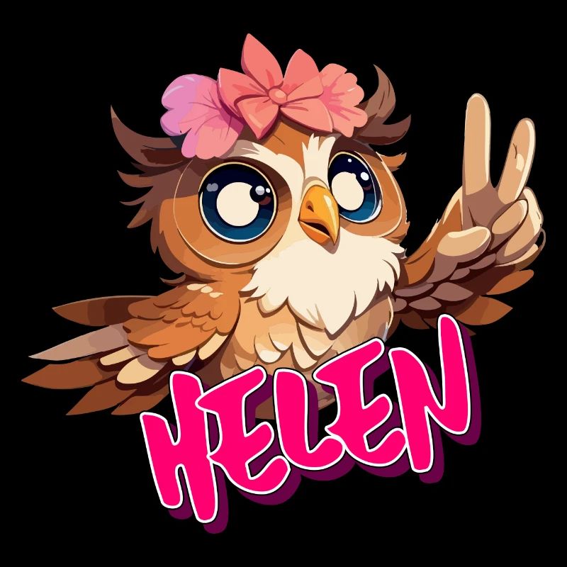 HELEN - Schöner Mädchen Name mit süßer EULE