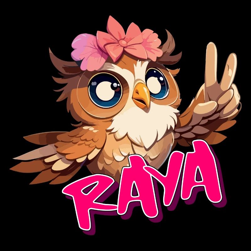 RAYA - Schöner Mädchen Name mit süßer EULE