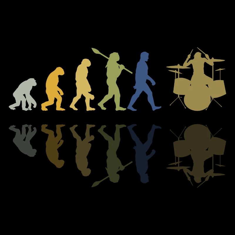 Evolution de l’homme Drums Band Retro Vintage Drummer