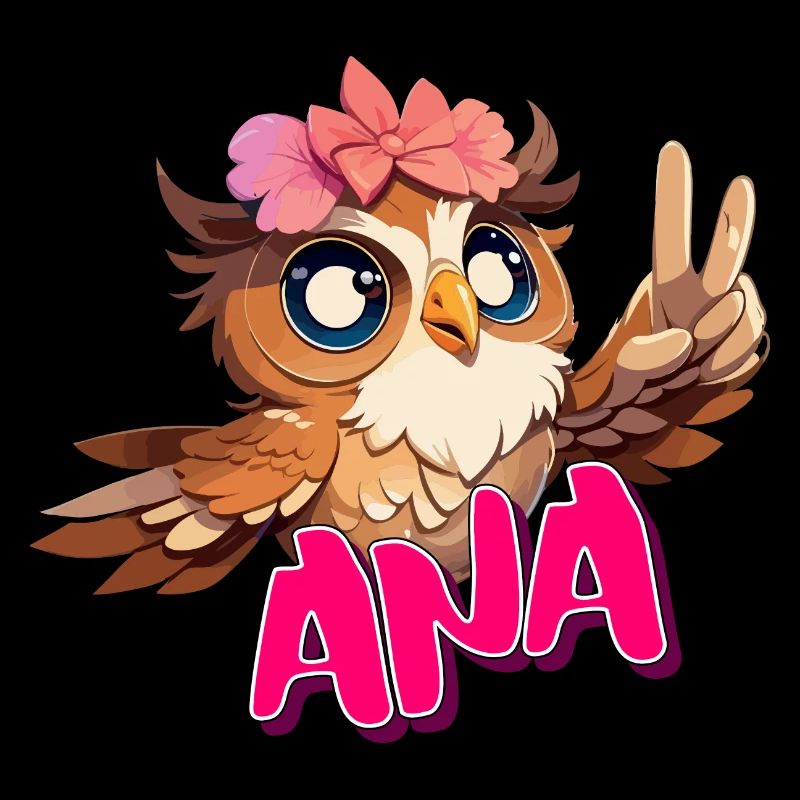 ANA - Schöner Mädchen Name mit süßer EULE