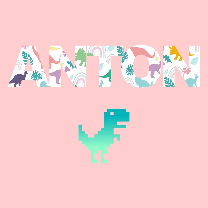 ANTON - Schöner Jungen Name mit Dinosaurier