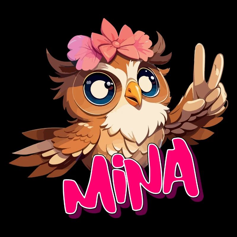 MINA - Schöner Mädchen Name mit süßer EULE