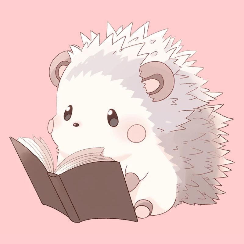 Cute hedgehog reading