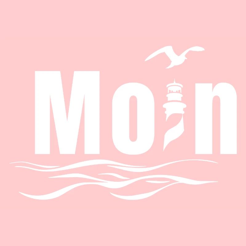 Moin mit Leuchtturm und Möwe - Maritimes Design