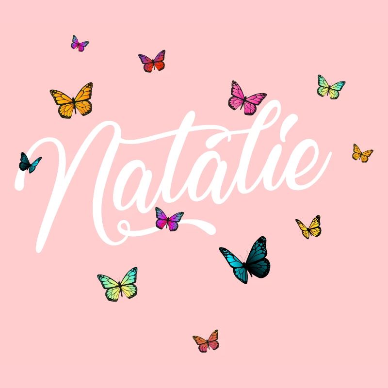 NATALIE - Mädchen Name mit bunten Schmetterlingen