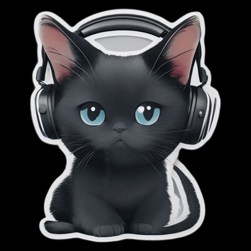 Petit casque de chat noir musique Katze Kopfhörer
