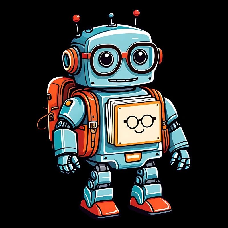 Drôle de petit robot avec cartable