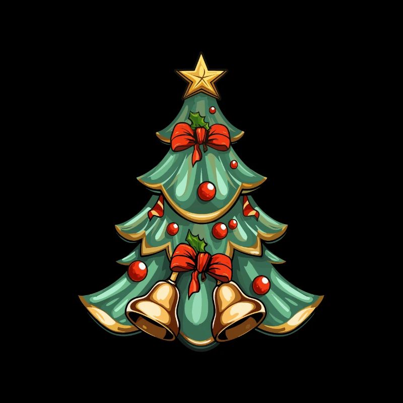Weihnachtsbaum mit 2 Glocken und rote Deko