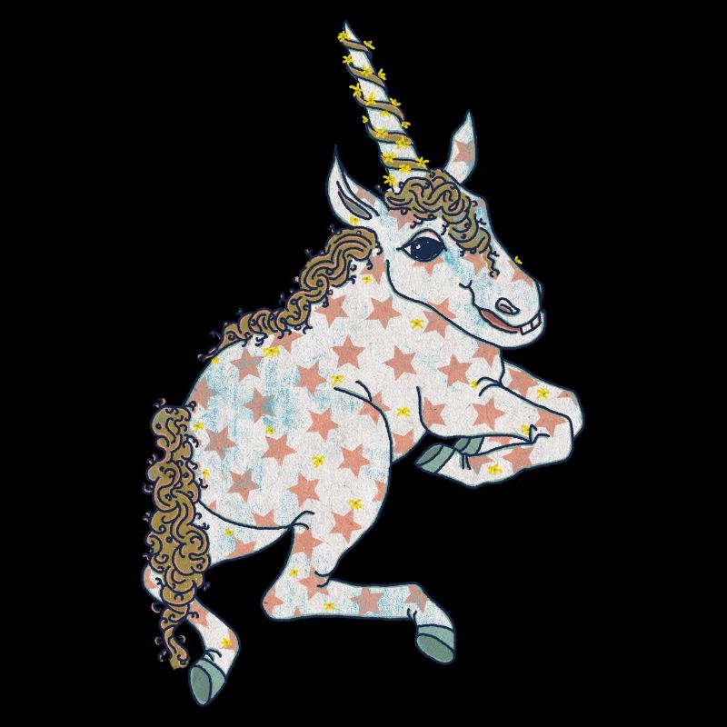 Einhorn mit kleinen gelben Blümchen und Sternchen