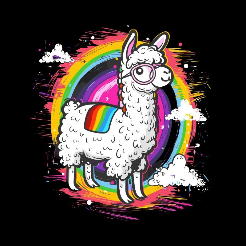 Flippiges Alpaka mit bunten Regenbogen-Streifen