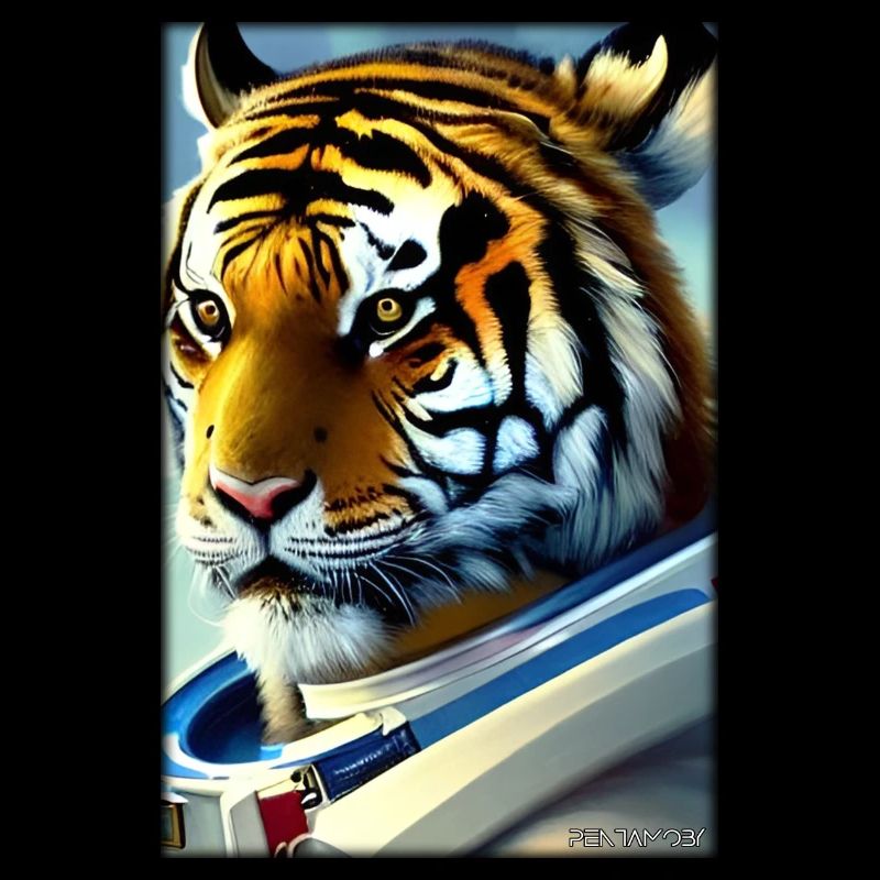 Tiger Raubkatze Astronaut Zukunft Sci-Fi Technik