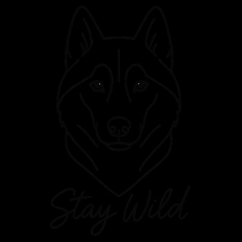 Dessin au trait Husky Restez sauvage