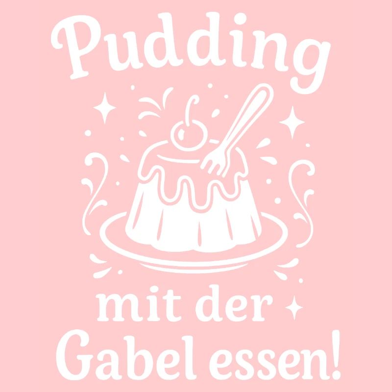 Pudding mit der Gabel Essen