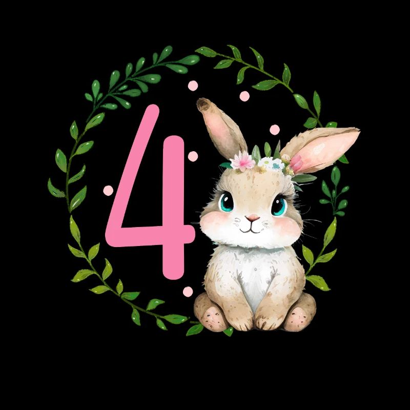 Geburtstag 4 Hase Waldtier Mädchen Vier 4 Jahre al