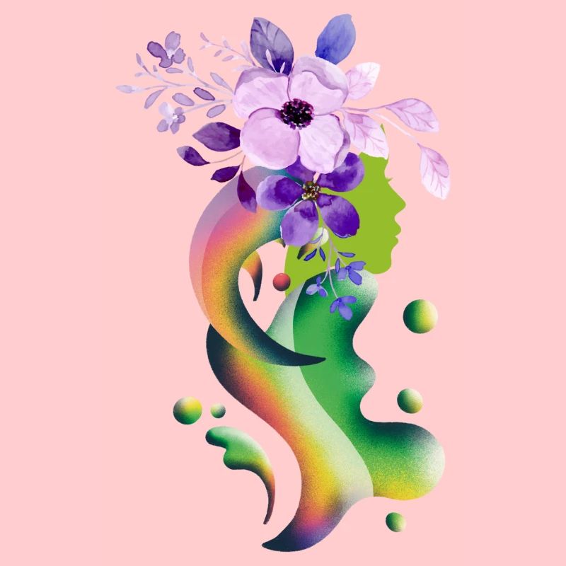 Ein Mädchen mit Blumen Schwebendes Mädchen