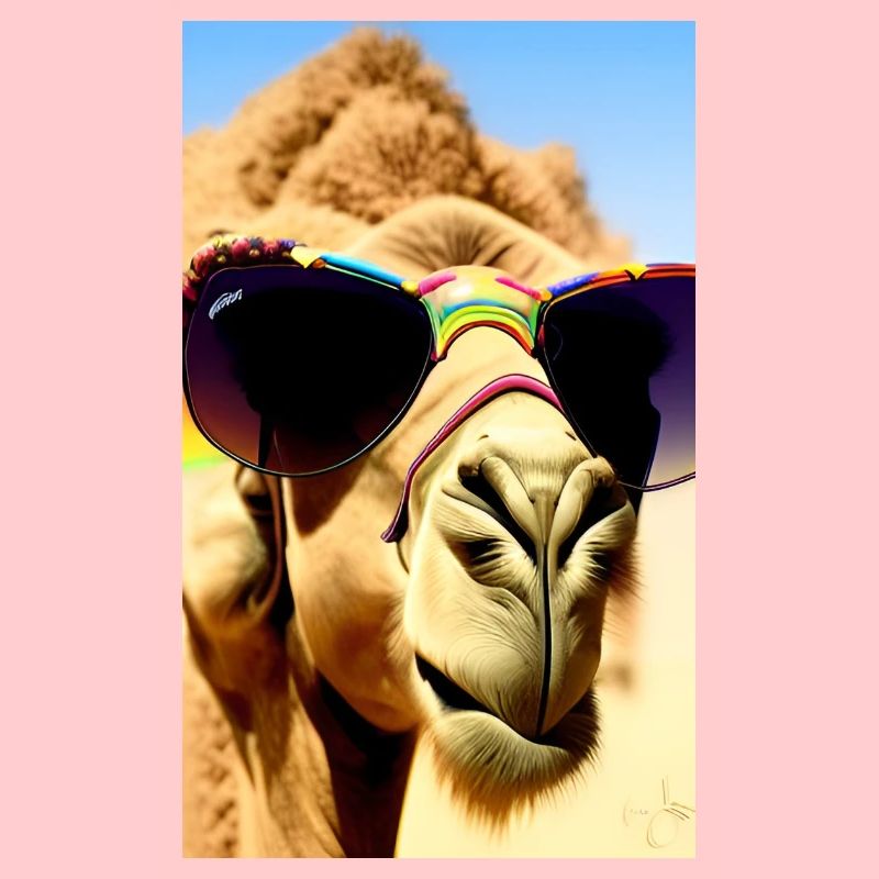 Coole Kamelurlaub Selfie Wüste Sonnenbrille Comic