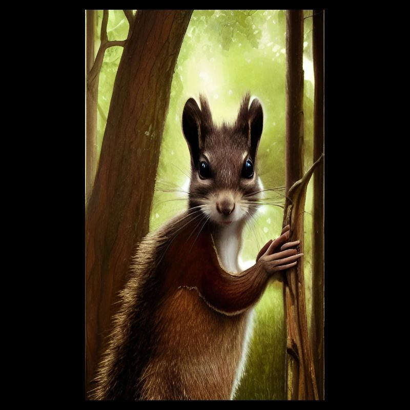 Cool Comic Portrait wild red squirrel majestic