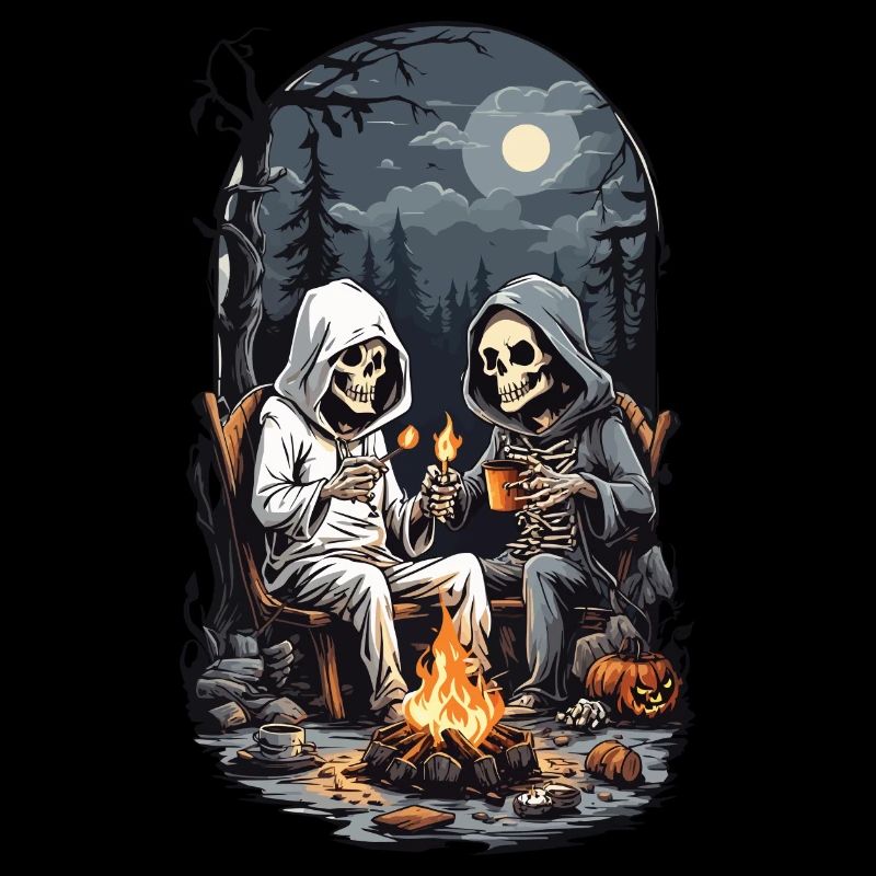 Halloween Camping Skeleton Campfire Design