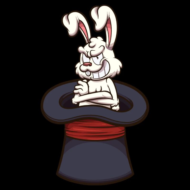 Lapin blanc maléfique dans un chapeau de magicien