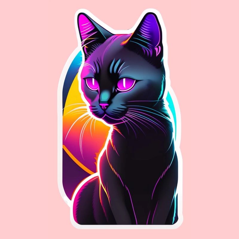 Black cat and neon effect