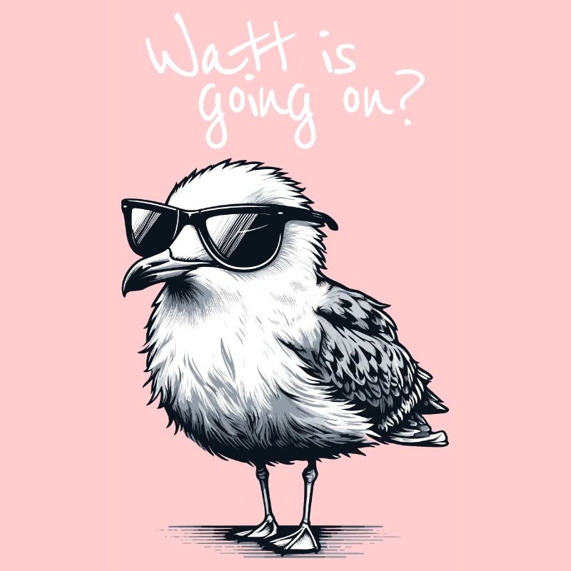 Watt va à Coole Möwe Nordsee Spruch
