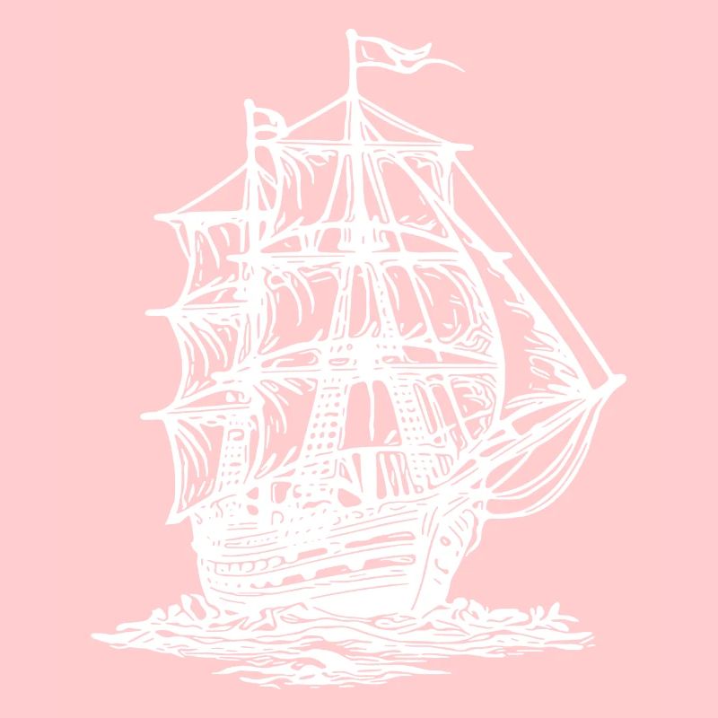 Old sailing ship with two masts under sail