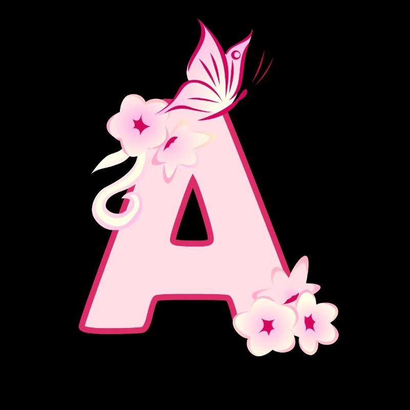 Lettre A initiale avec fleur de cerisier rose