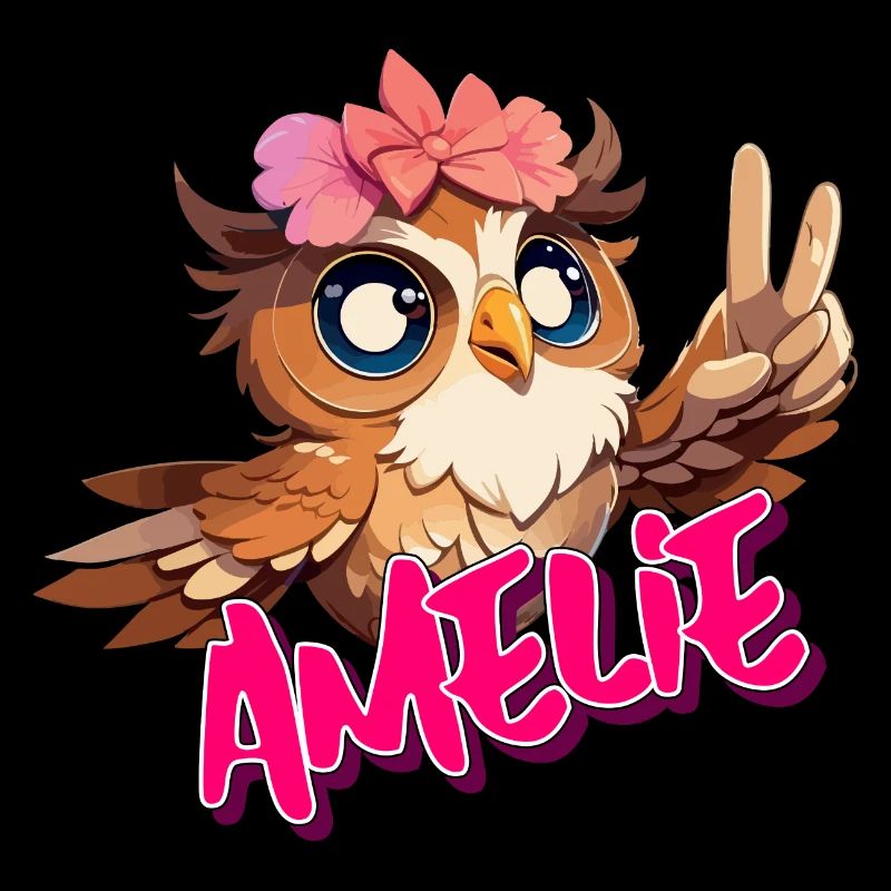 AMELIE - Schöner Mädchen Name mit süßer EULE