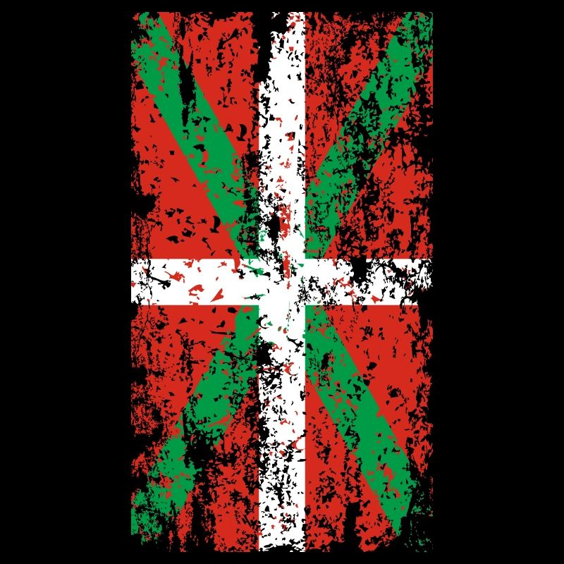 Drapeau Pays Basque usé. Ikurriña.